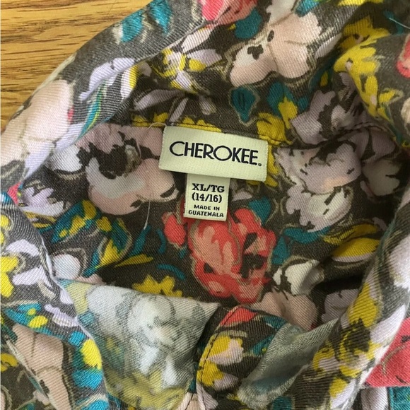 Cherokee Dress Girls  XL (14/16) Floral Long Sleeve Elastic Waist Button Front - Picture 2 of 7